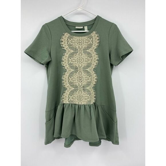 LOGO Lounge by Lori Goldstein lace detail top - Picture 1 of 6